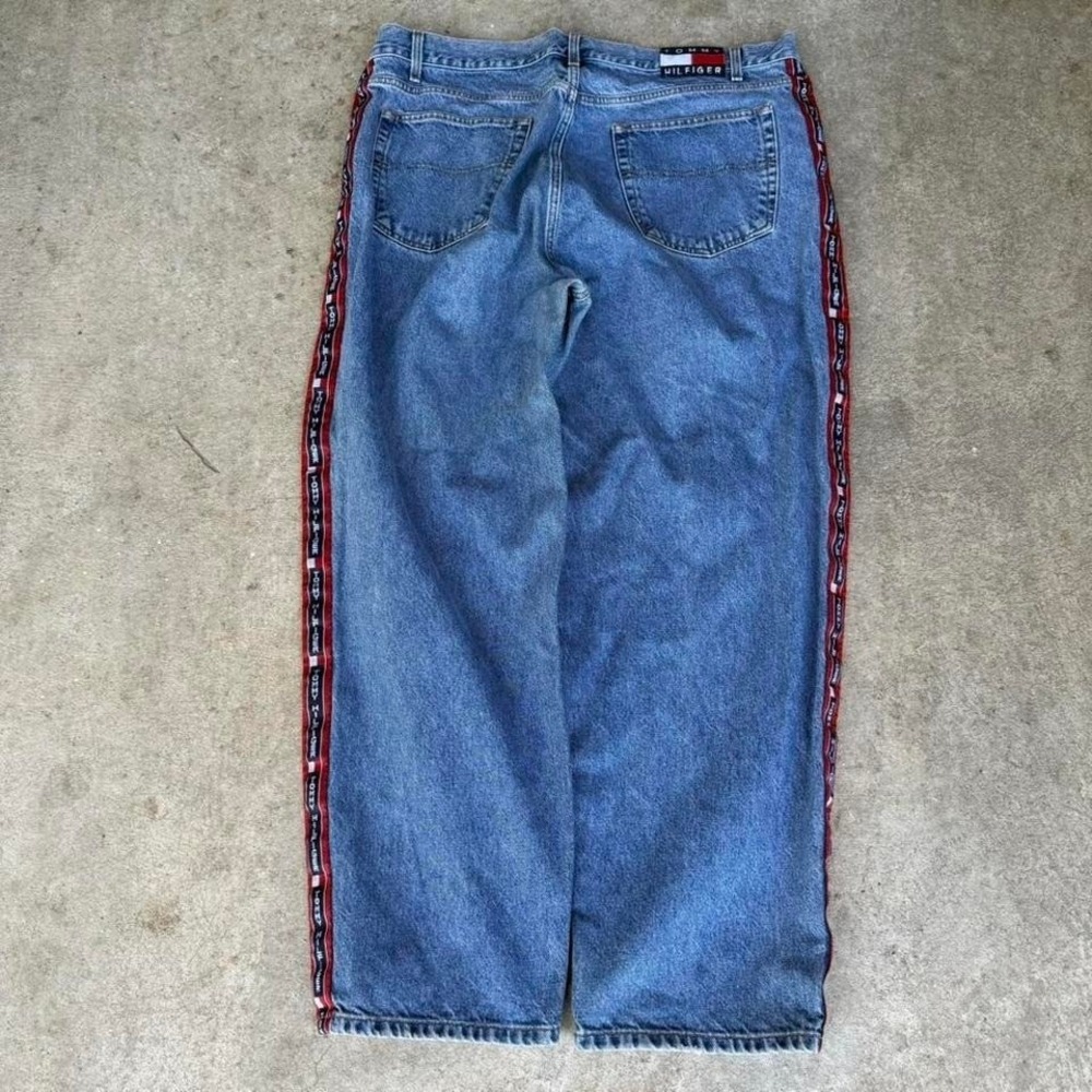 Vintage Tommy Hilfiger Blue Denim Jeans Baggy Skater Streetwear 42x30